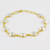 Biwa Pearl Brass Bracelet L - BZB998 18K Gold Plated Cab Oval Shape 7x9mm Bezel Setting Brass Bracelet